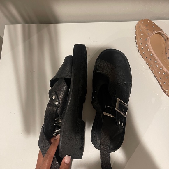 free people chunky leather sandals with ankle strap - Picture 1 of 3